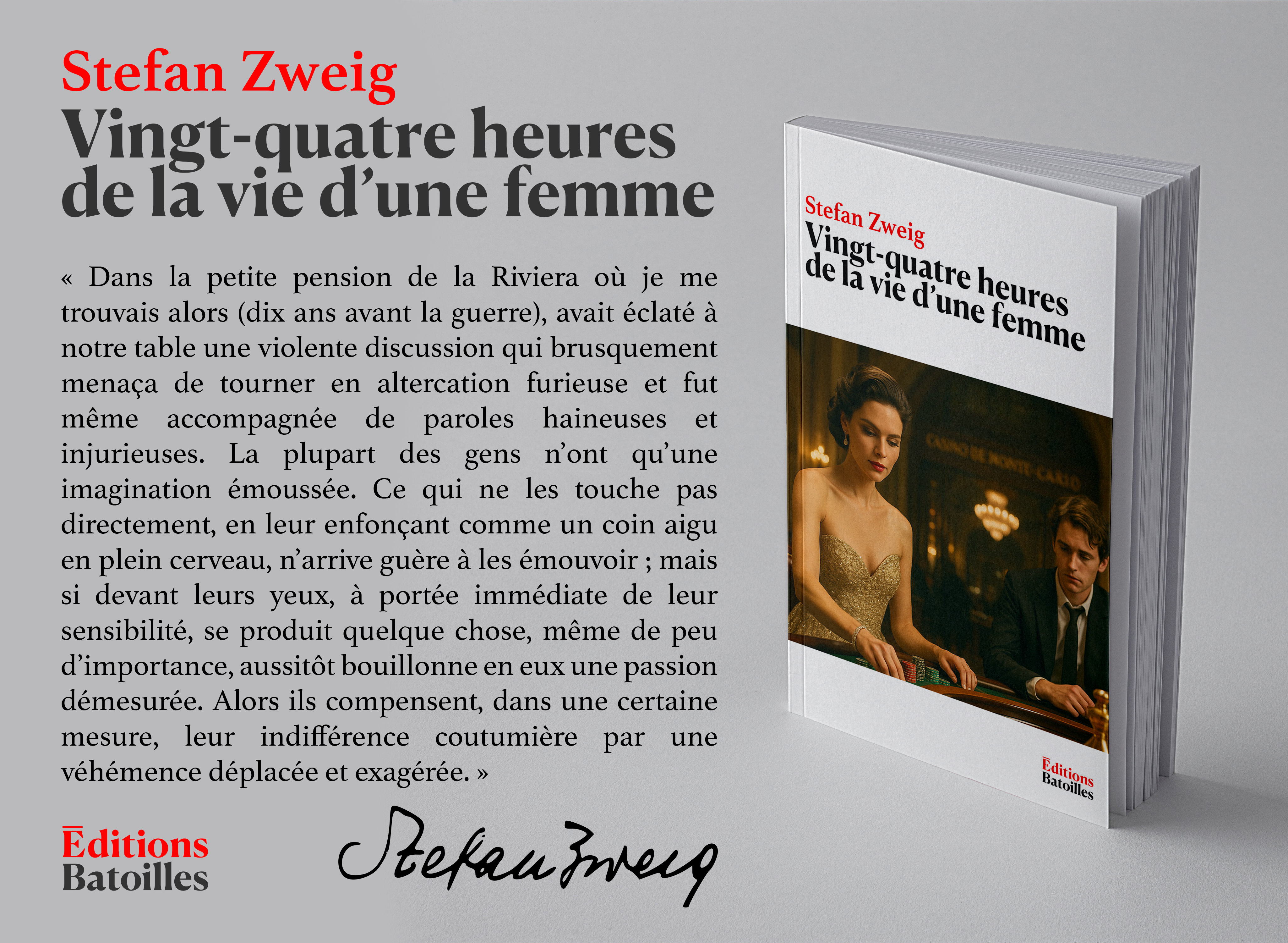 Publication : « Vingt-quatre heures de la vie d'une femme » de Stefan Zweig